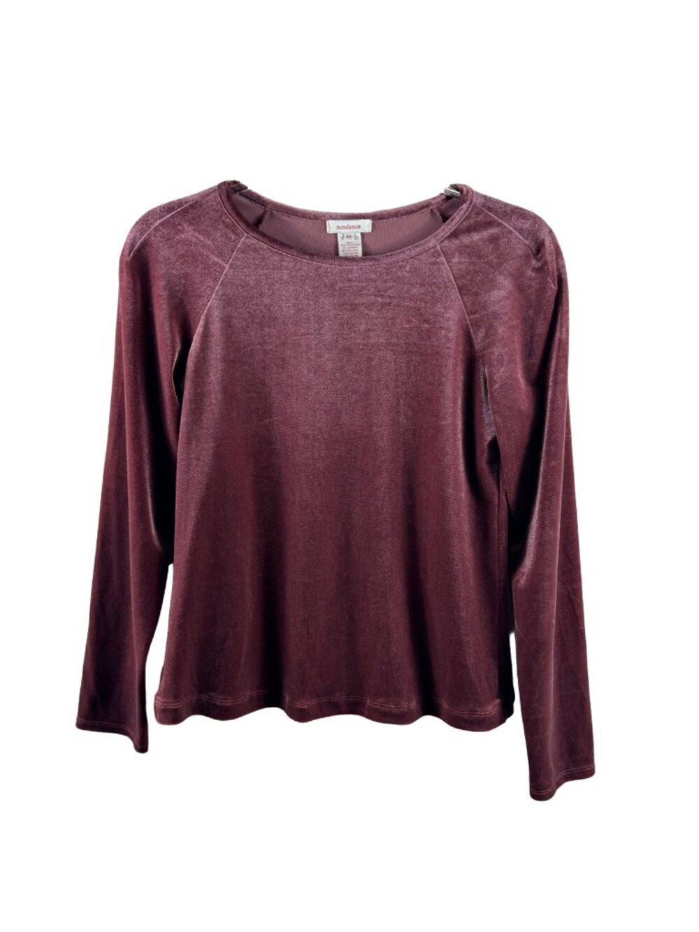 Sundance Velvet Grace Pullover Top XS Fig Wine Red Long Sleeve Shirt Whimsygoth